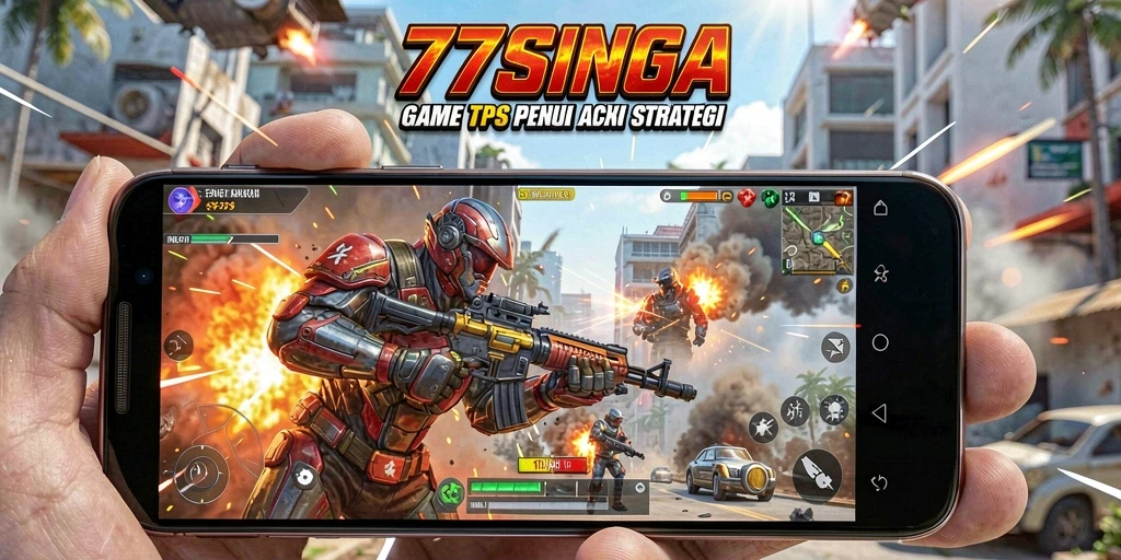 Tangkapan layar 77SINGA menunjukkan aksi menegangkan dalam gameplay TPS.