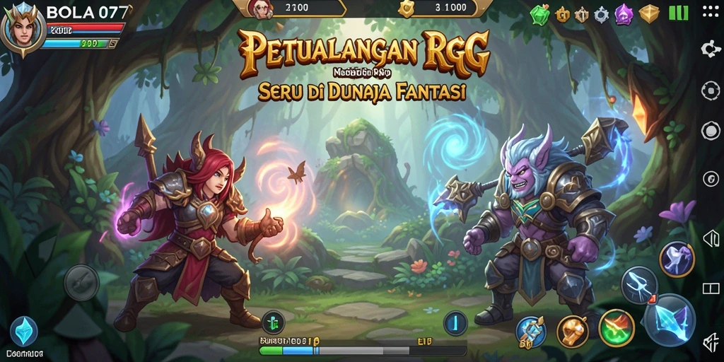 Tangkapan layar gameplay seru BOLA07 di dunia RPG yang fantastis.