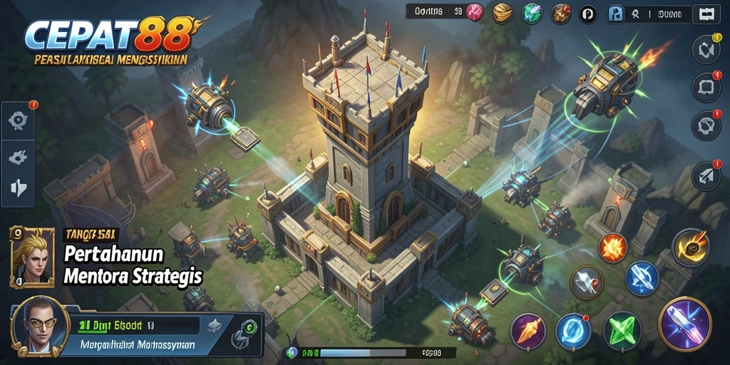 Screenshot gameplay <strong>CEPAT88</strong> menampilkan aksi seru dalam Tower Defense.