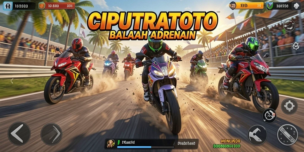Screenshot gameplay CIPUTRATOTO menampilkan balapan motor yang seru dan cepat.