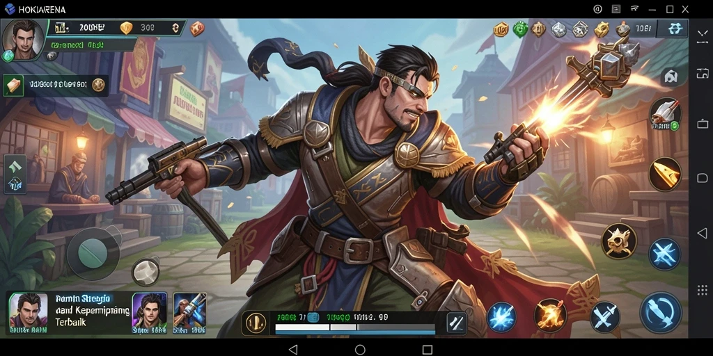 Tangkapan layar gameplay menampilkan pertempuran seru dan strategi di HOKIARENA.