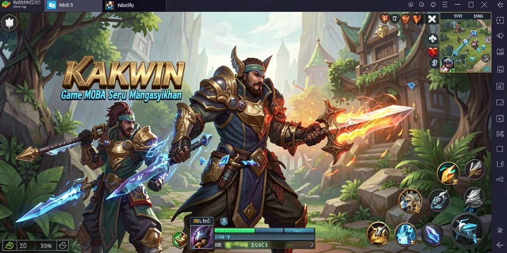 Tampilan seru dari gameplay KAKWIN di pertempuran MOBA.
