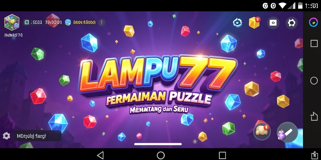 Tampilan penuh warna dari LAMPU777 saat gameplay Puzzle.
