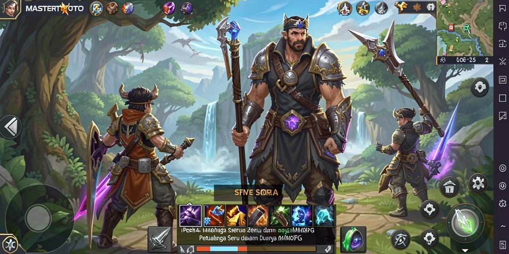 Tangkapan layar MASTERTOTO menampilkan aksi pertempuran epik di dunia MMORPG.