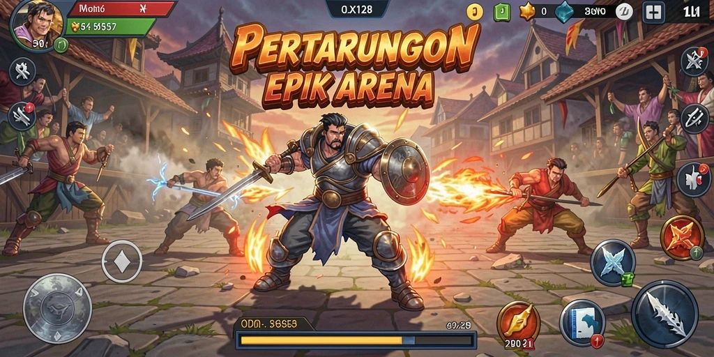 Screenshot OLX128 menunjukkan pertarungan seru antara dua karakter yang mendebarkan.