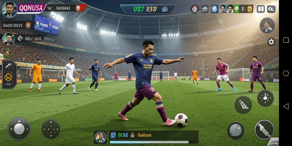 Tampilan gameplay mendebarkan dari QQNUSA dalam aksi sepak bola.