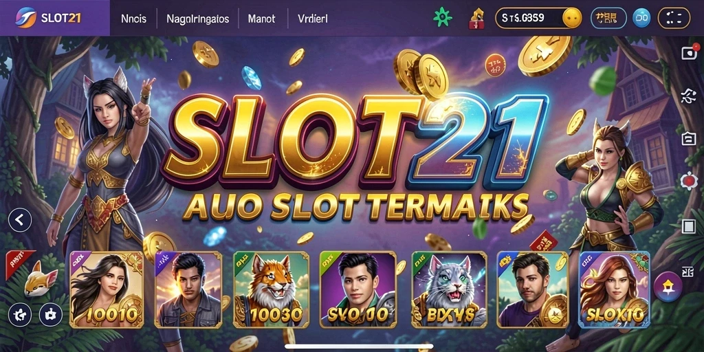 Screenshot gameplay SLOT21 yang menampilkan aksi putaran slot yang mendebarkan.