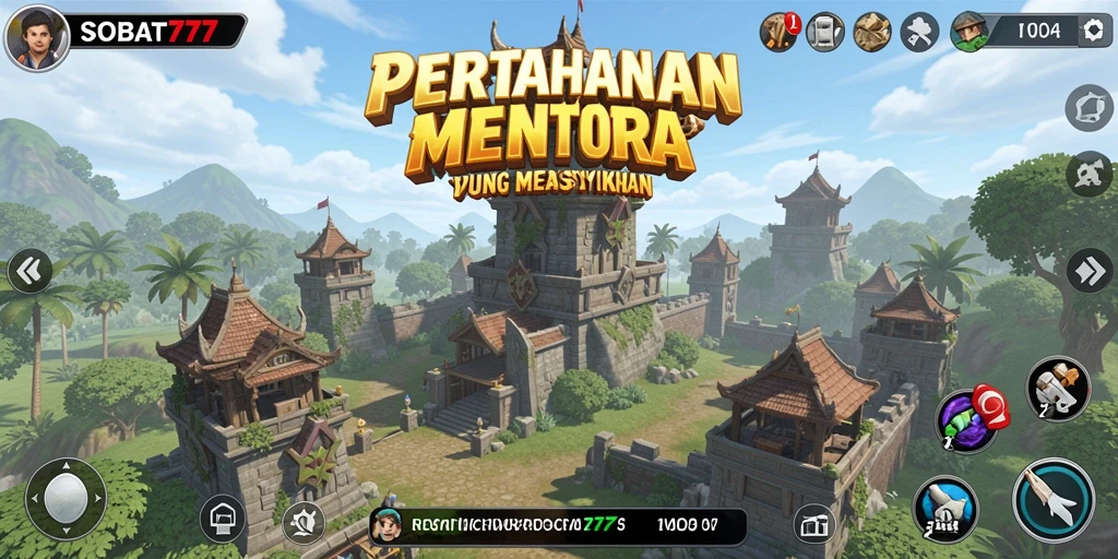 Tampilan gameplay dari SOBAT777 di medan perang Tower Defense.