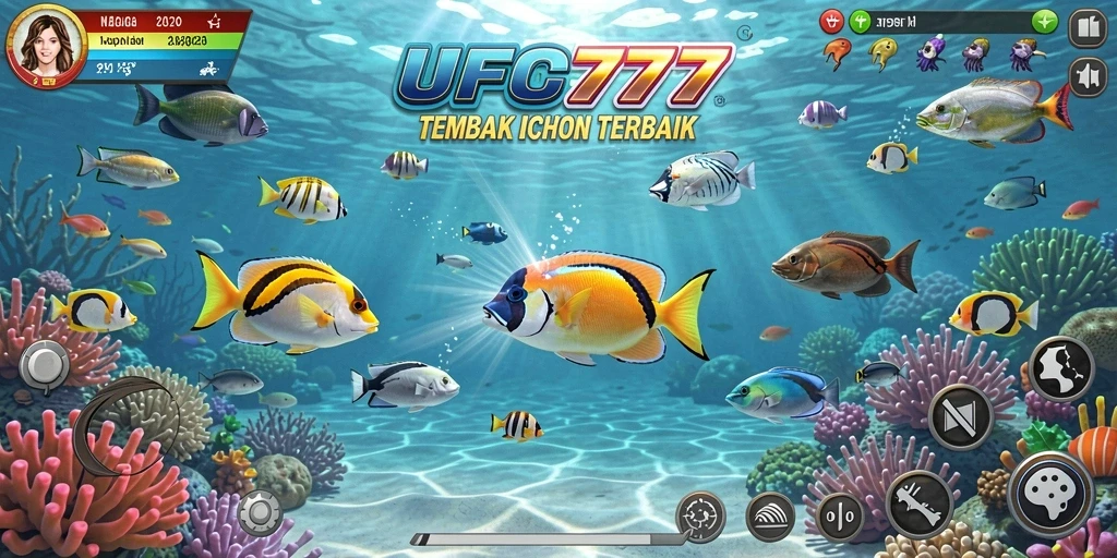 Tangkapan layar utama menunjukkan aksi menembak ikan yang seru di UFO777.